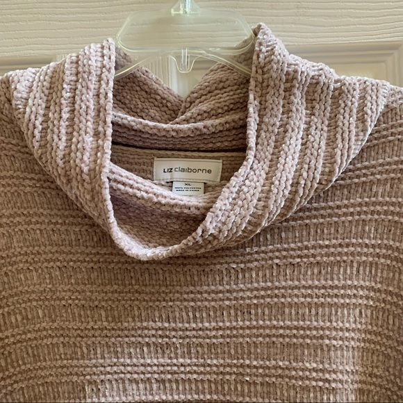 Liz Claiborne Beige/Cream Chenille Cowl Neck Sweater XL - Picture 4 of 7